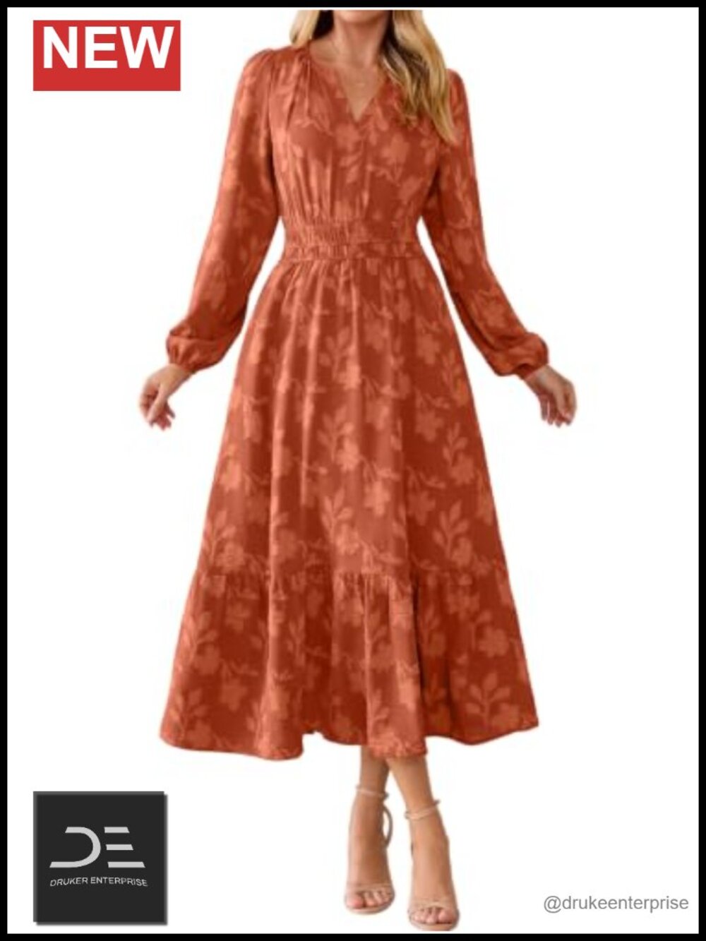 Simplee Boho Long Sleeve Floral Maxi Fall Wedding Guest Dress